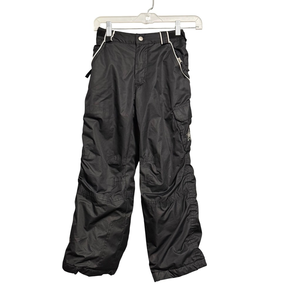 Faded Glory Kids Medium 7/8 Black Insulated Star Cargo Snow Pants FGG38S206